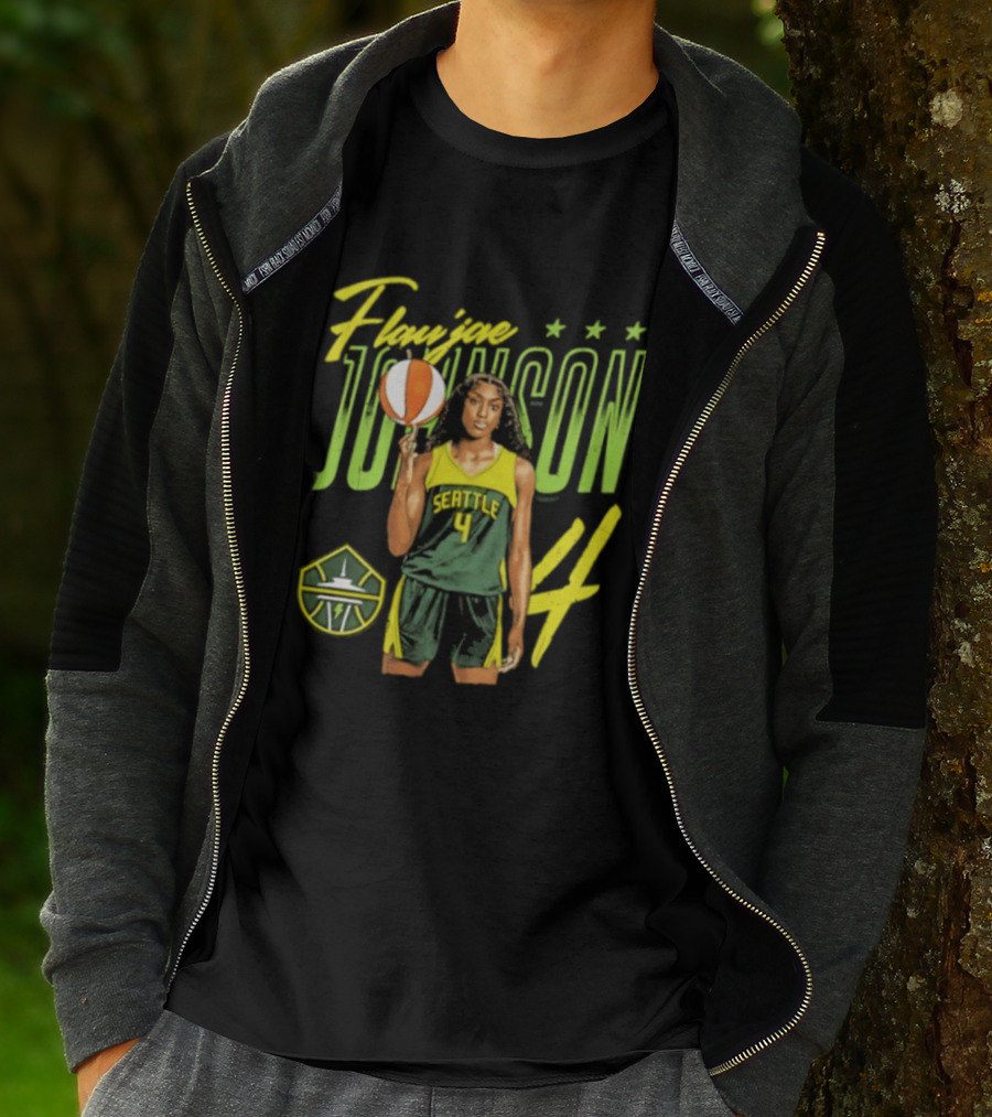 Flau'jae Johnson 4 Seattle Storm Basketball Star Pose T-Shirt