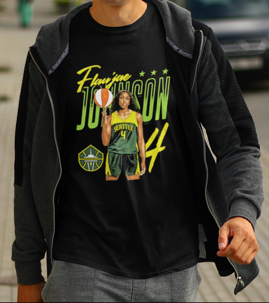 Flau'jae Johnson 4 Seattle Storm Basketball Star Pose T-Shirt