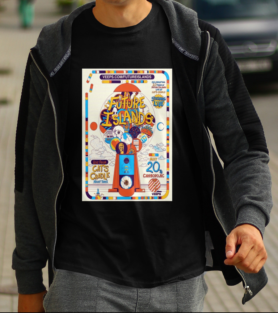 Future Islands Live At Cat's Cradle Carrboro NC May 20 Celebrating 20 Years Streaming Veeps T-Shirt