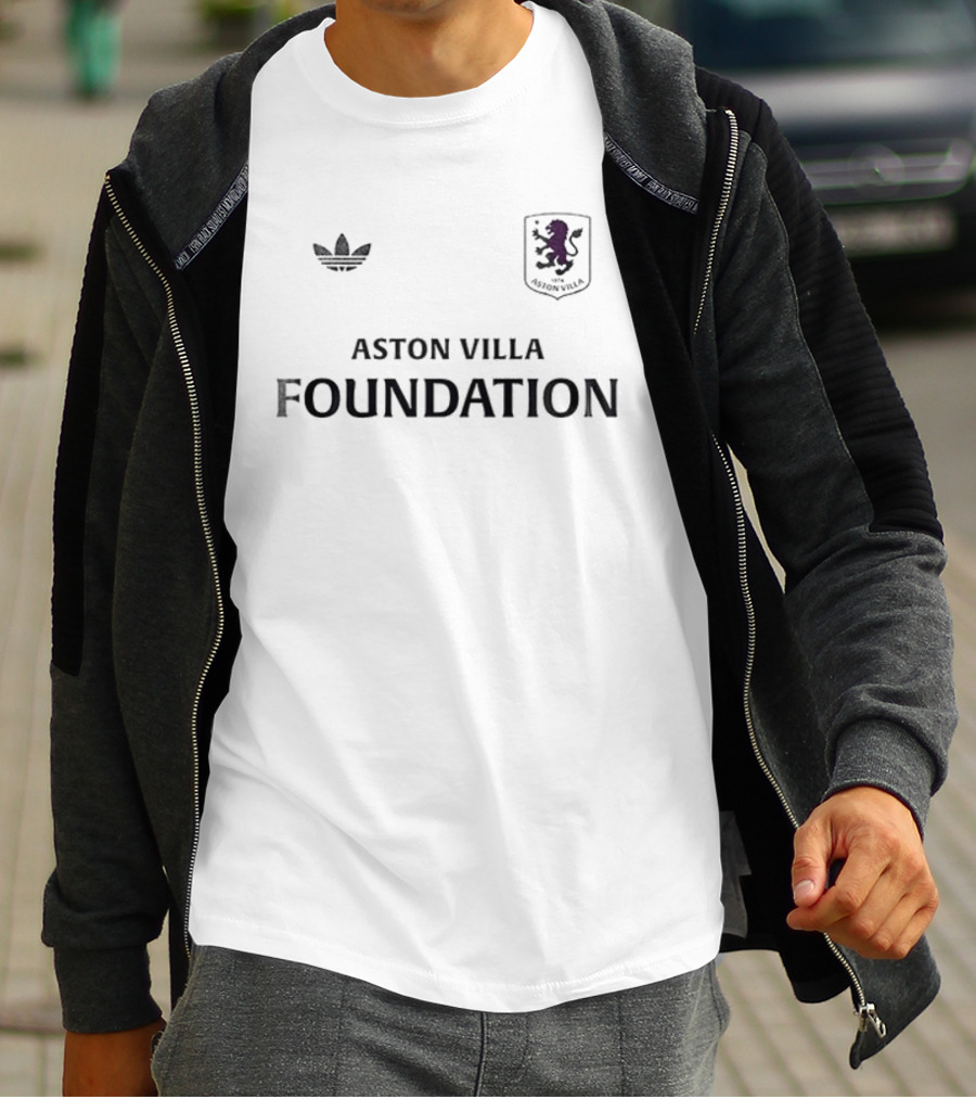 Aston Villa Foundation Adidas Collaboration With Crest And UEL Winners Name And Number T-Shirt