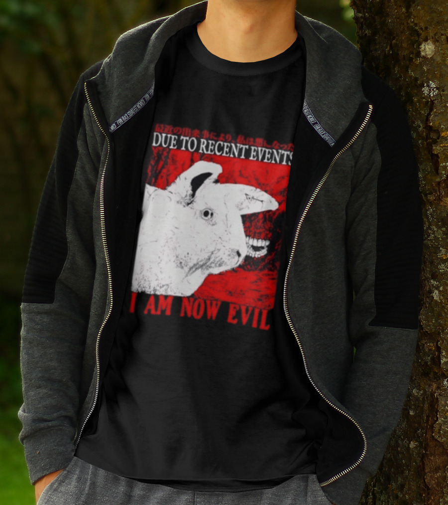 Rabbit Due To Recent Events I Am Now Evil Creepy Red T-Shirt