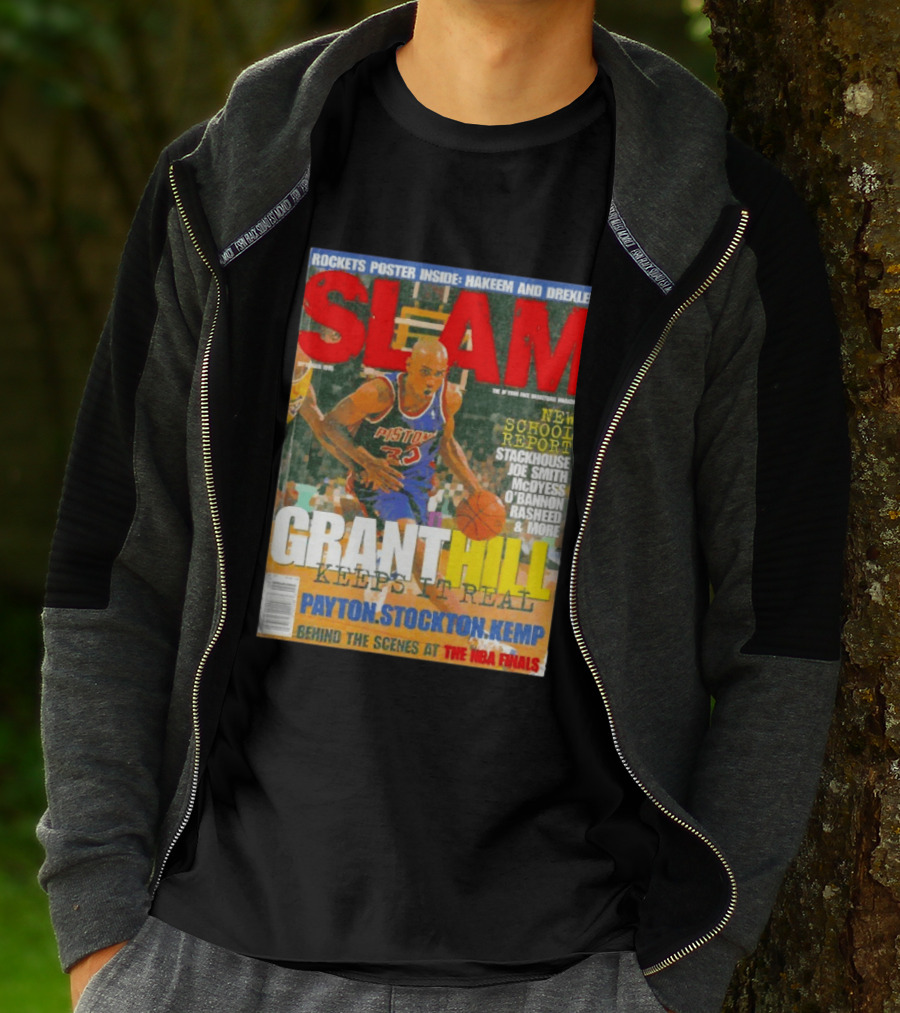 SLAM Granthill Keeps It Real Payton Stockton Kemp Pistons Basketball NBA Finals Hakeem Drexler T-Shirt