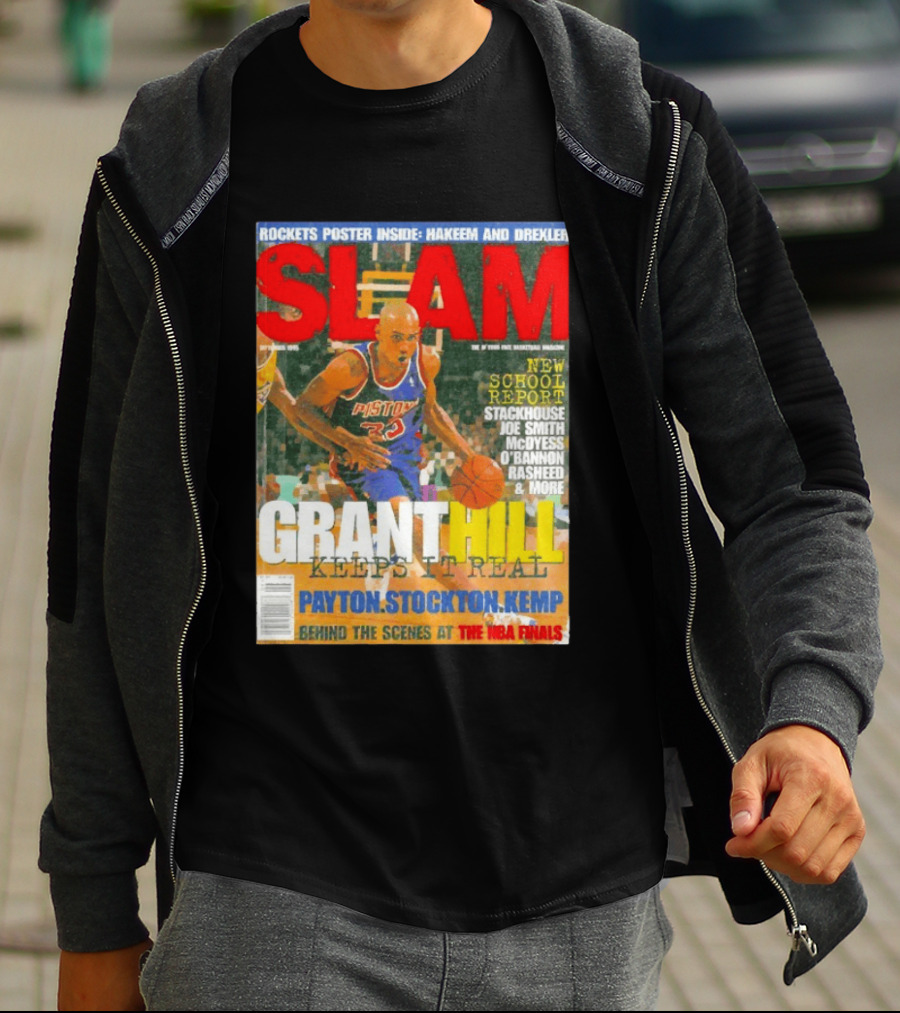 SLAM Granthill Keeps It Real Payton Stockton Kemp Pistons Basketball NBA Finals Hakeem Drexler T-Shirt