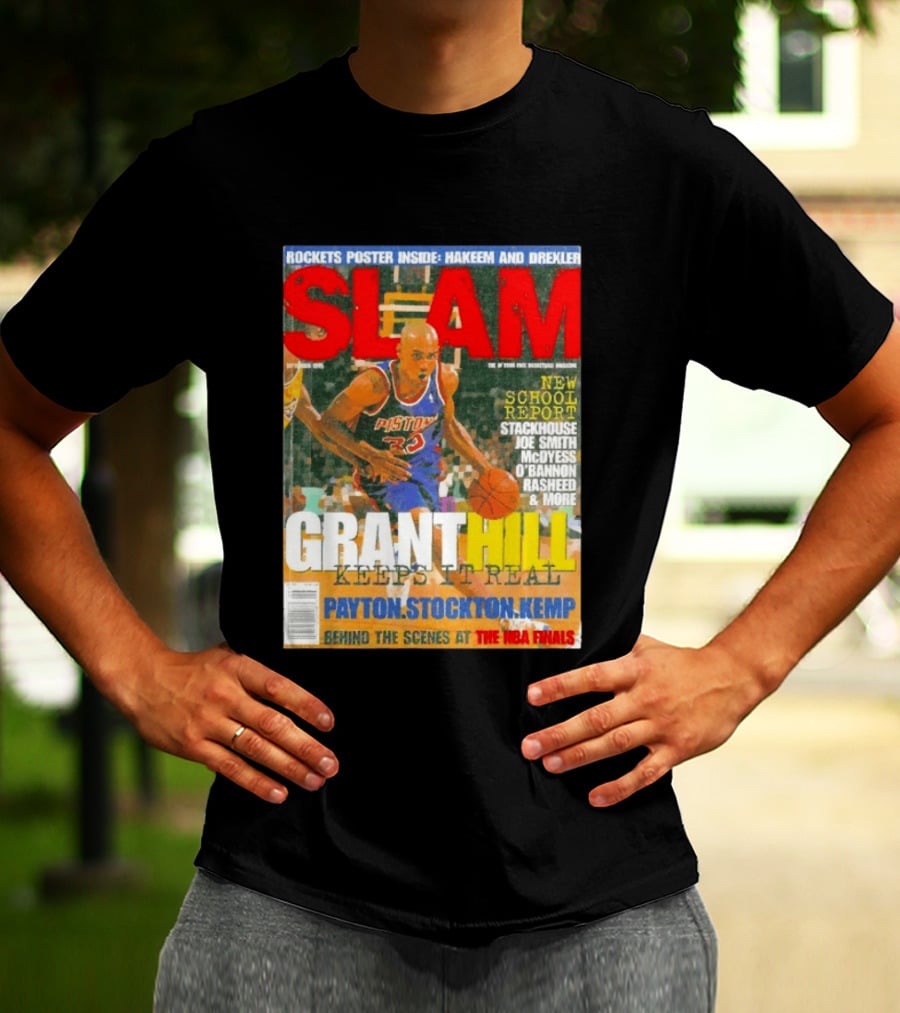 SLAM Granthill Keeps It Real Payton Stockton Kemp Pistons Basketball NBA Finals Hakeem Drexler T-Shirt