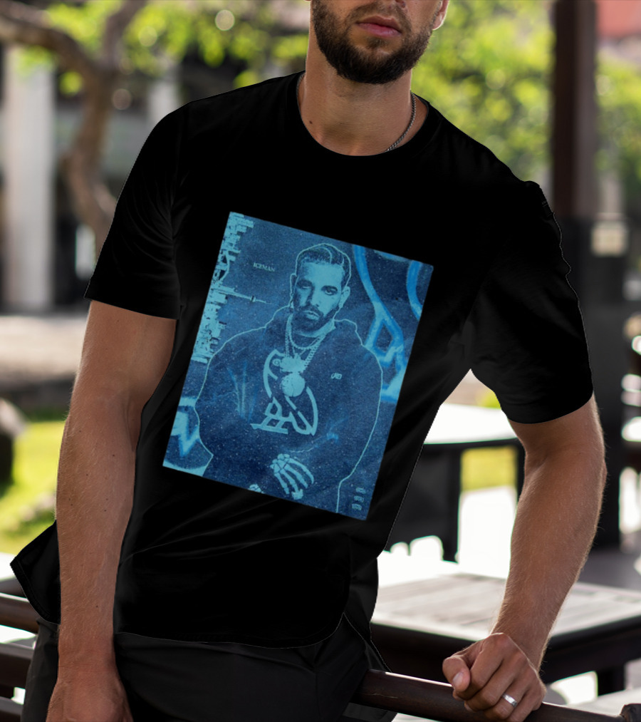 ICEMAN Owl Graphic Drake Blue Portrait With City Skyline T-Shirt