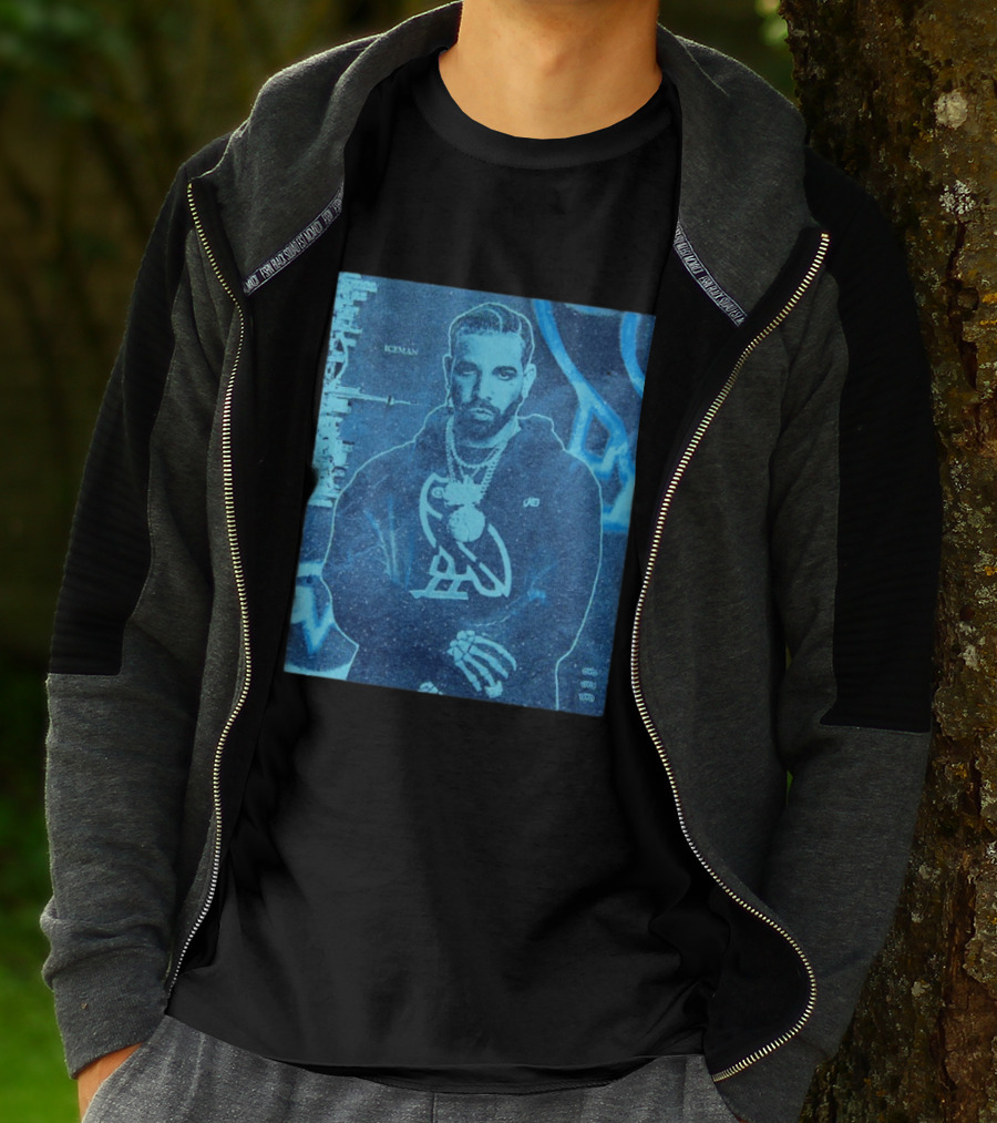 ICEMAN Owl Graphic Drake Blue Portrait With City Skyline T-Shirt