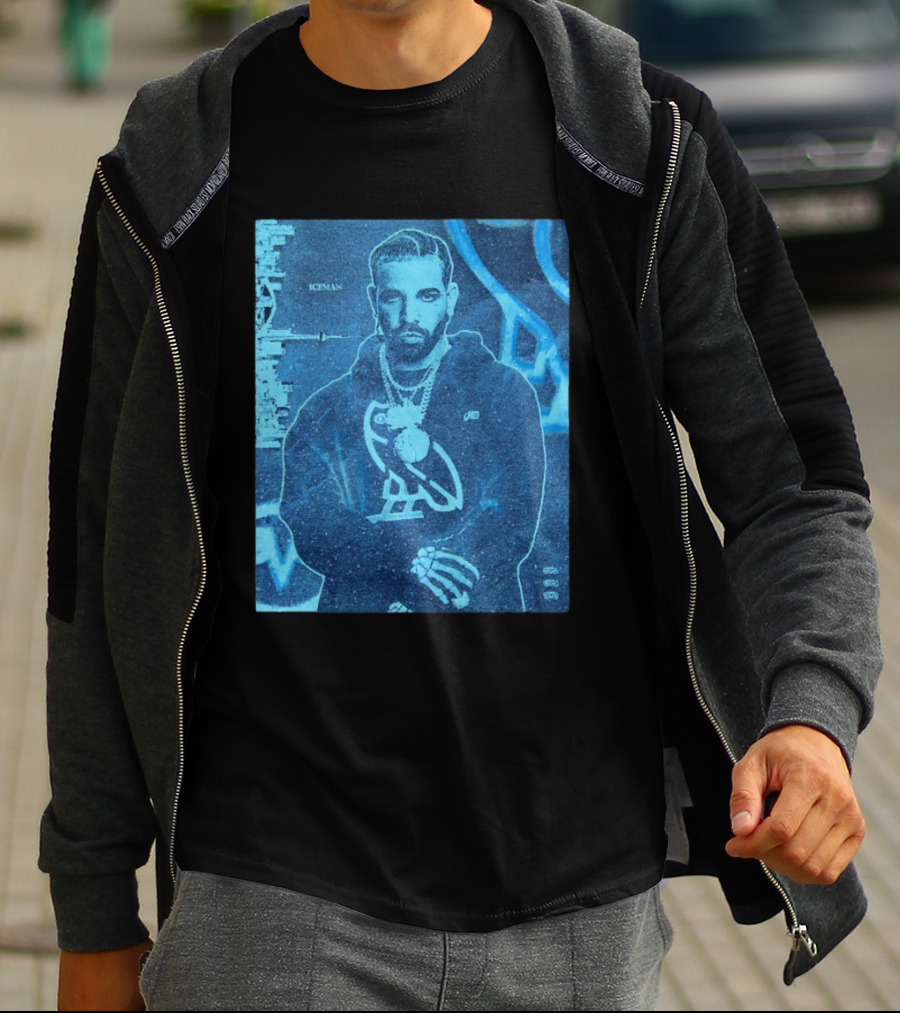 ICEMAN Owl Graphic Drake Blue Portrait With City Skyline T-Shirt