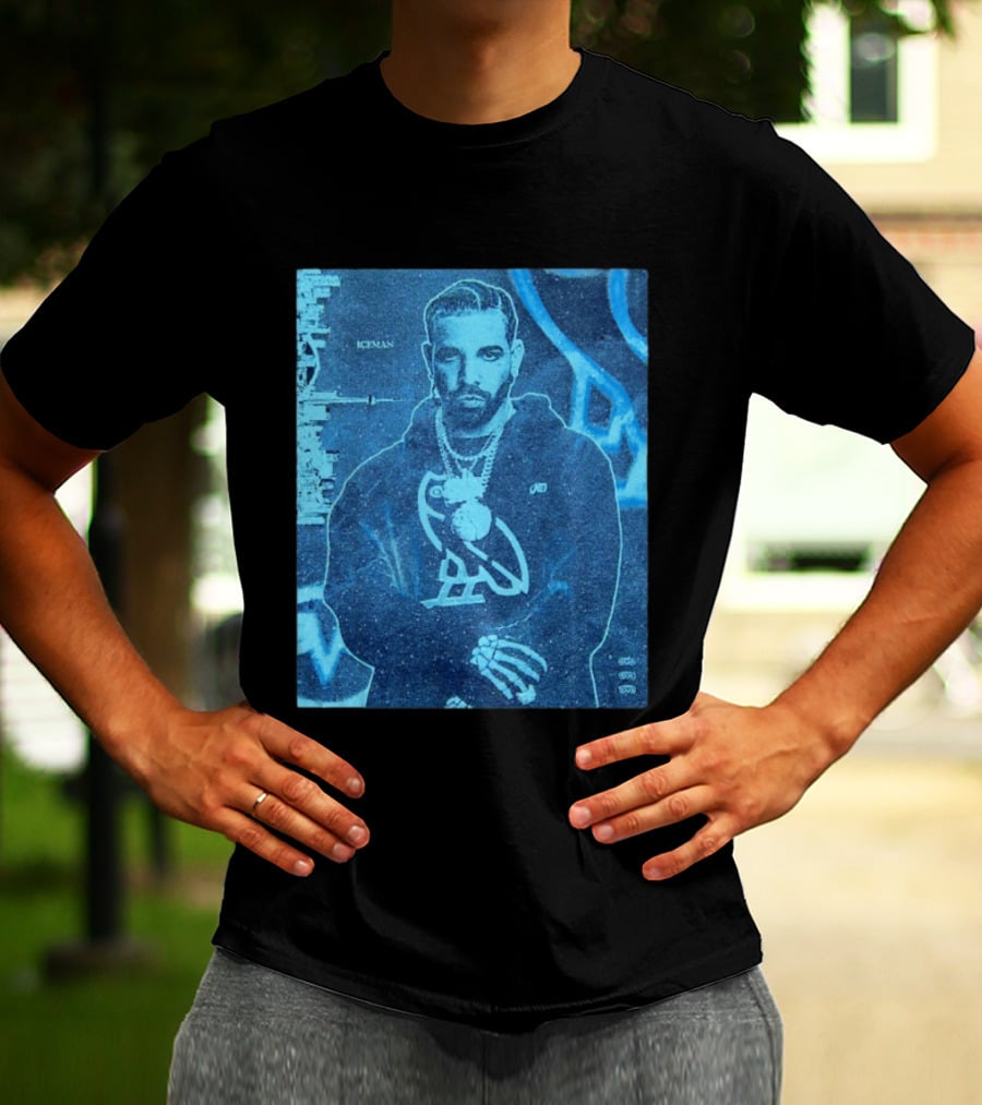 ICEMAN Owl Graphic Drake Blue Portrait With City Skyline T-Shirt