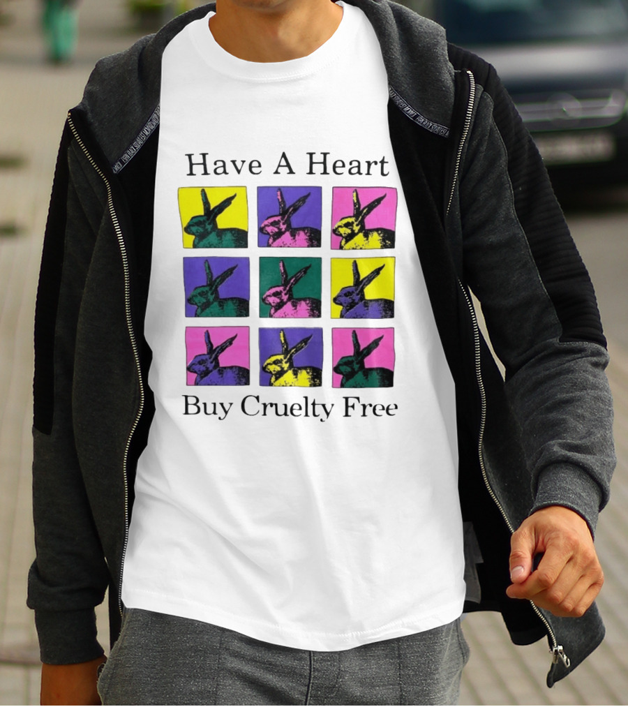 Have A Heart Buy Cruelty Free Rabbits Pop Art Style Iconic Colorful Blocks T-Shirt