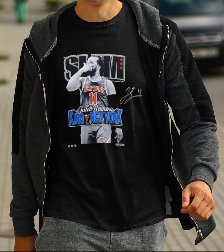 Slam Jalen Brunson King Of New York Knicks 11 Autographed Cover T-Shirt