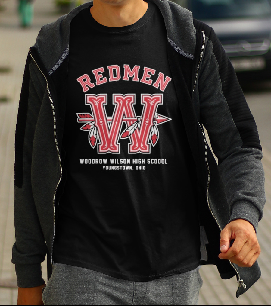 Redmen Woodrow Wilson High School Youngstown Ohio W Arrow Feathers T-Shirt