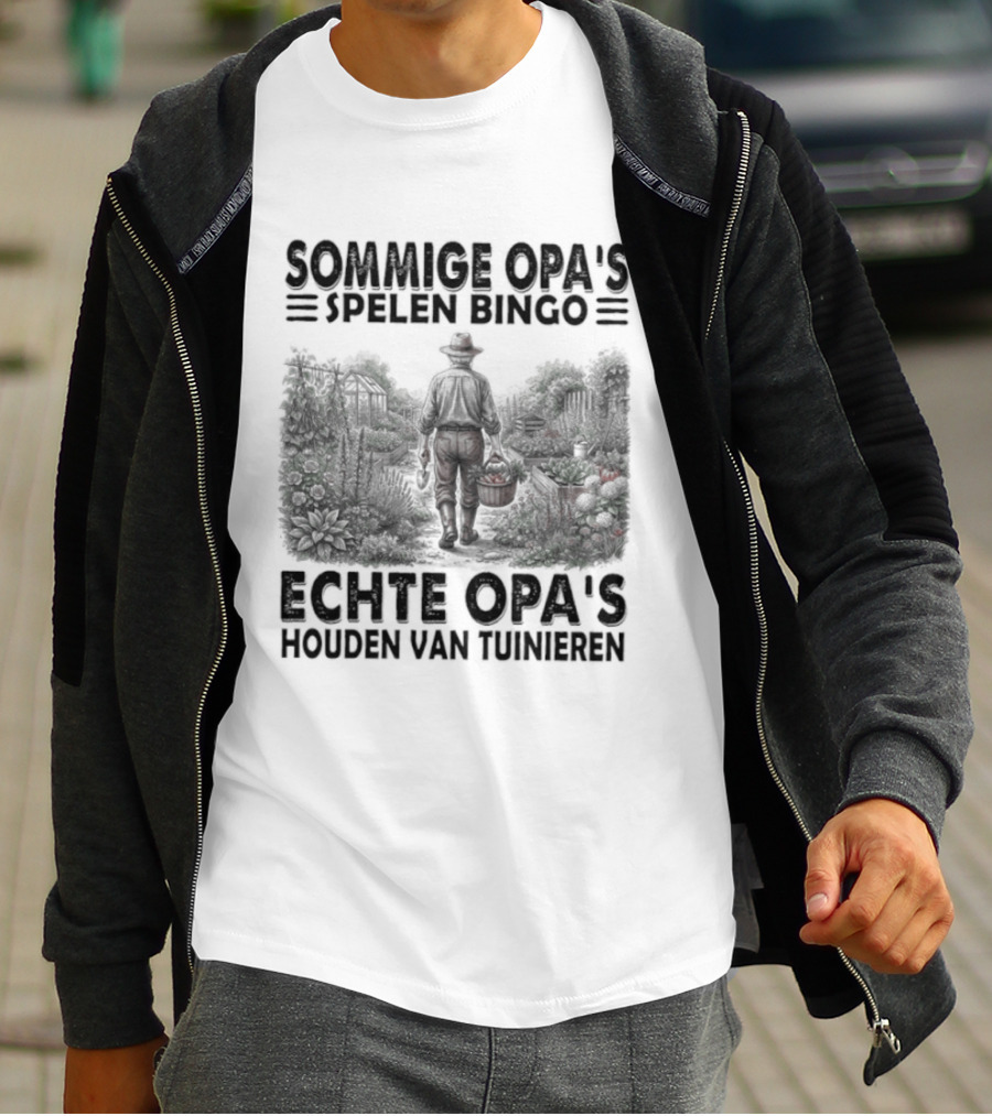 Sommige Opa's Spelen Bingo Echte Opa's Houden Van Tuinieren Tuinman Silhouet Achtergrond T-Shirt
