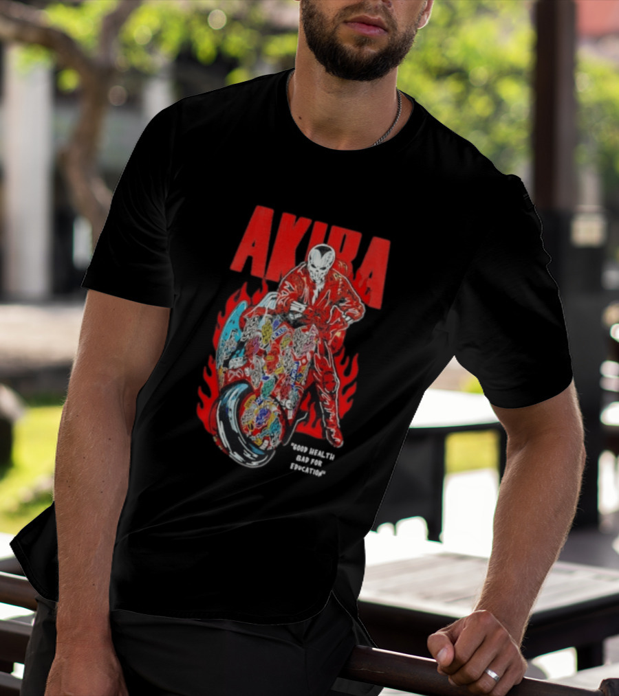 Akira Good For Health Bad For Education Iconic Motorcycle T-Shirt