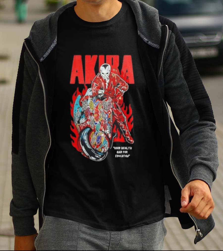 Akira Good For Health Bad For Education Iconic Motorcycle T-Shirt