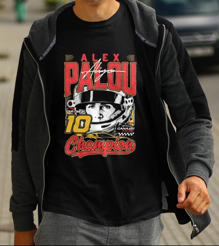 Alex Palou Autograph 10 Champion Racing Helmets T-Shirt