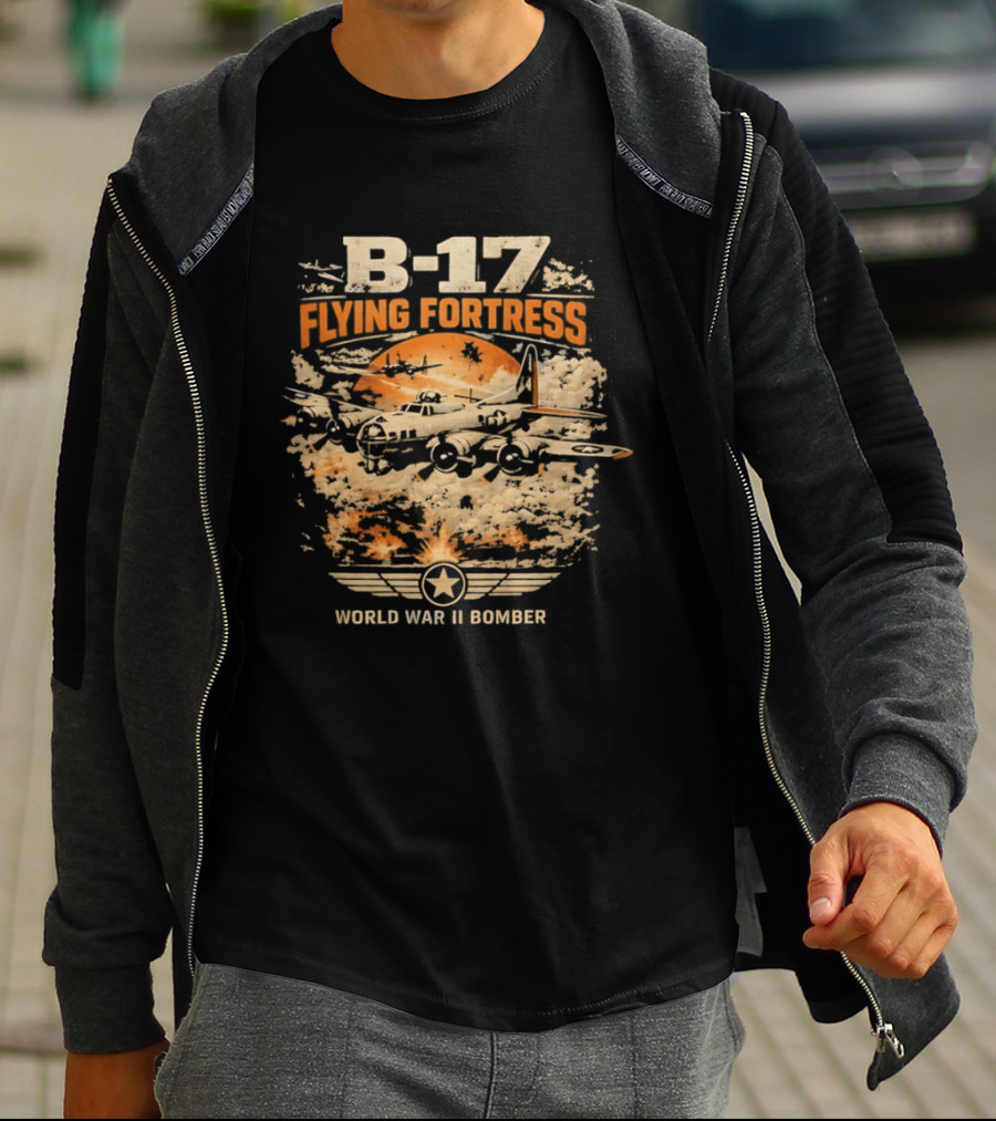B 17 Flying Fortress World War II Bomber Vintage Aviation T-Shirt