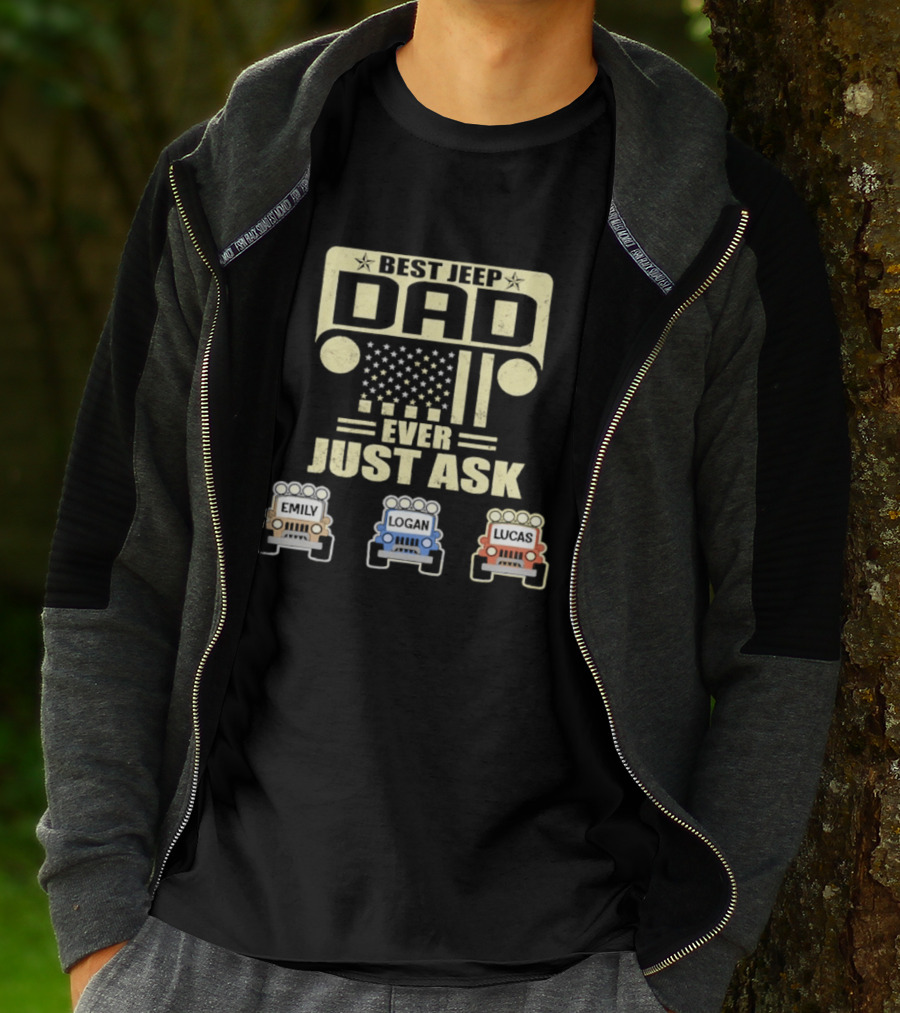 Best Jeep Dad Ever Just Ask Emily Logan Lucas Jeep Grille Stars Classic Off Road T-Shirt