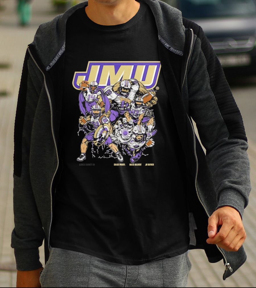 JMU Marvel Super Hero James Madison Dukes Football Team T-Shirt