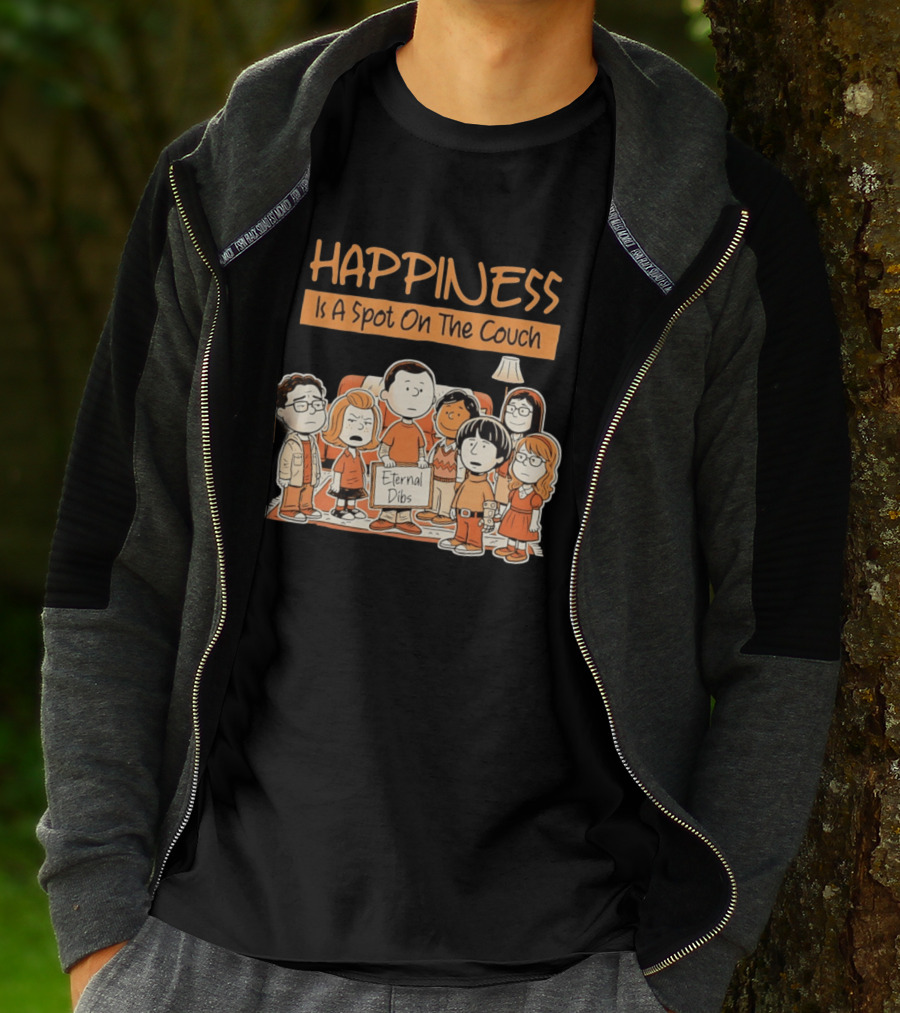 Happiness Is A Spot On The Couch Eternal Dibs Peanuts Style Scene T-Shirt