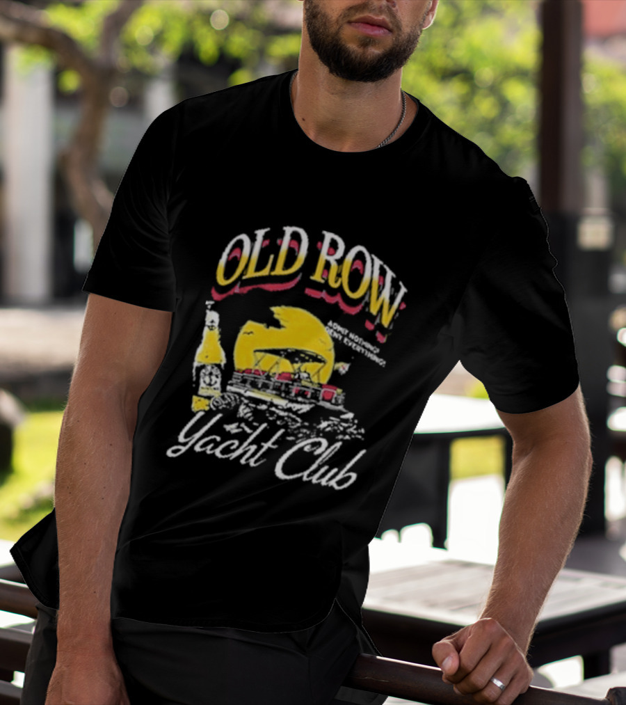 Old Row Yacht Club Retro Nautical Theme With Sailboat And Sunset T-Shirt