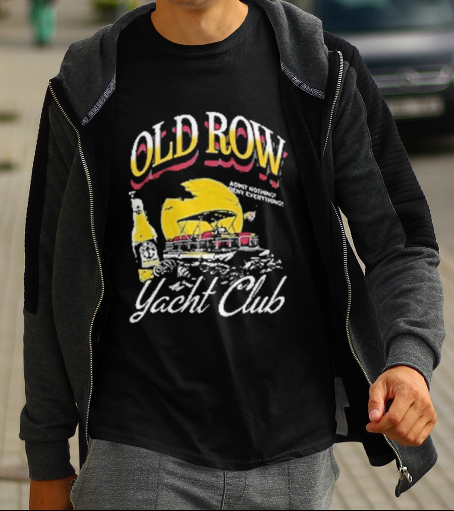 Old Row Yacht Club Retro Nautical Theme With Sailboat And Sunset T-Shirt