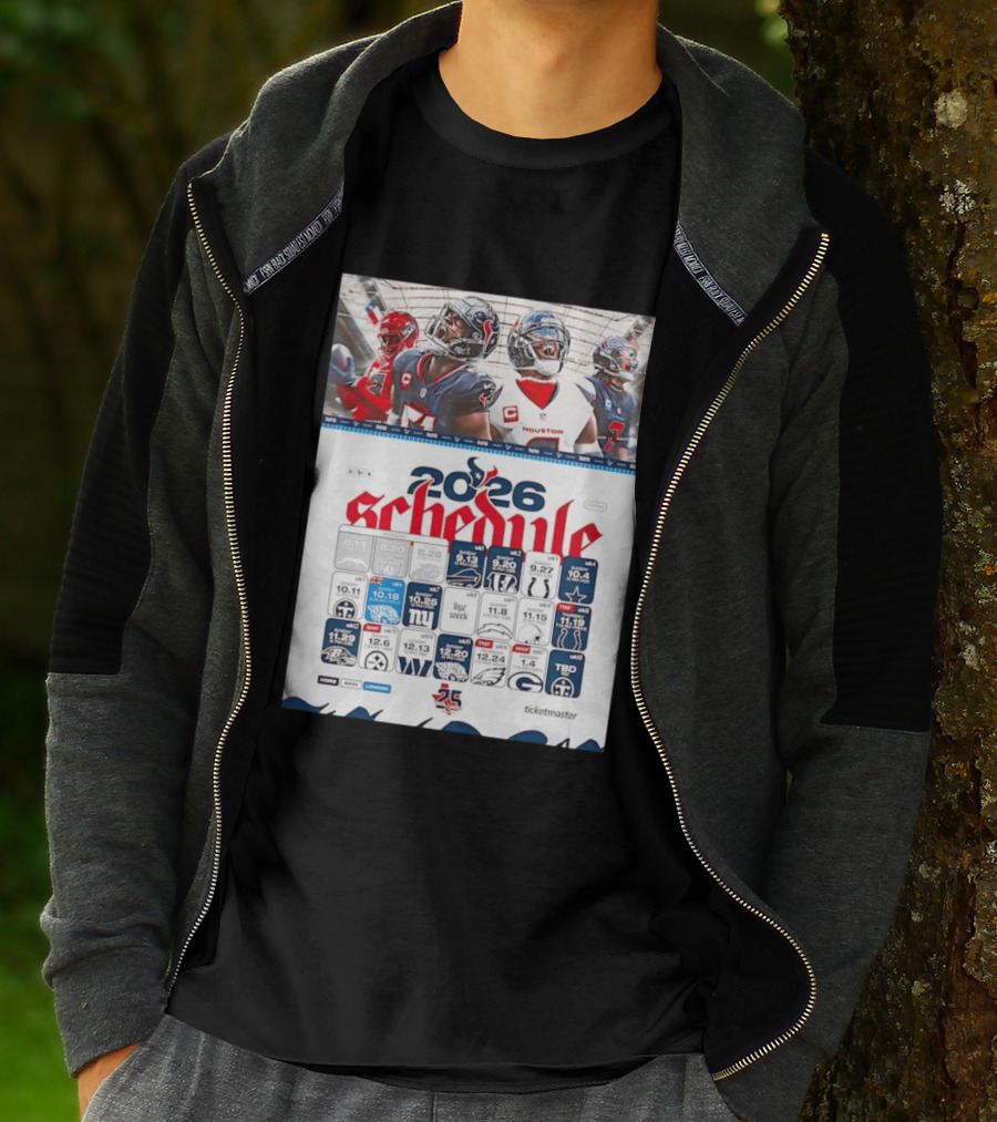 Houston Texans 2026 Schedule Featuring Game Dates And Opponents T-Shirt