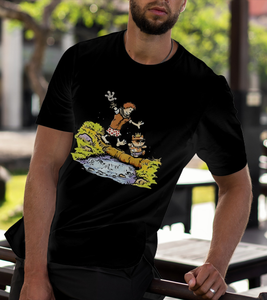 Princess Donut Calvin And Hobbes Comic Adventure Carl Crossing Log T-Shirt