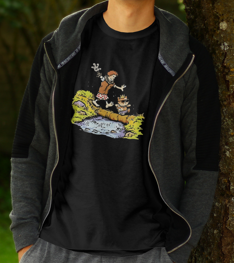 Princess Donut Calvin And Hobbes Comic Adventure Carl Crossing Log T-Shirt