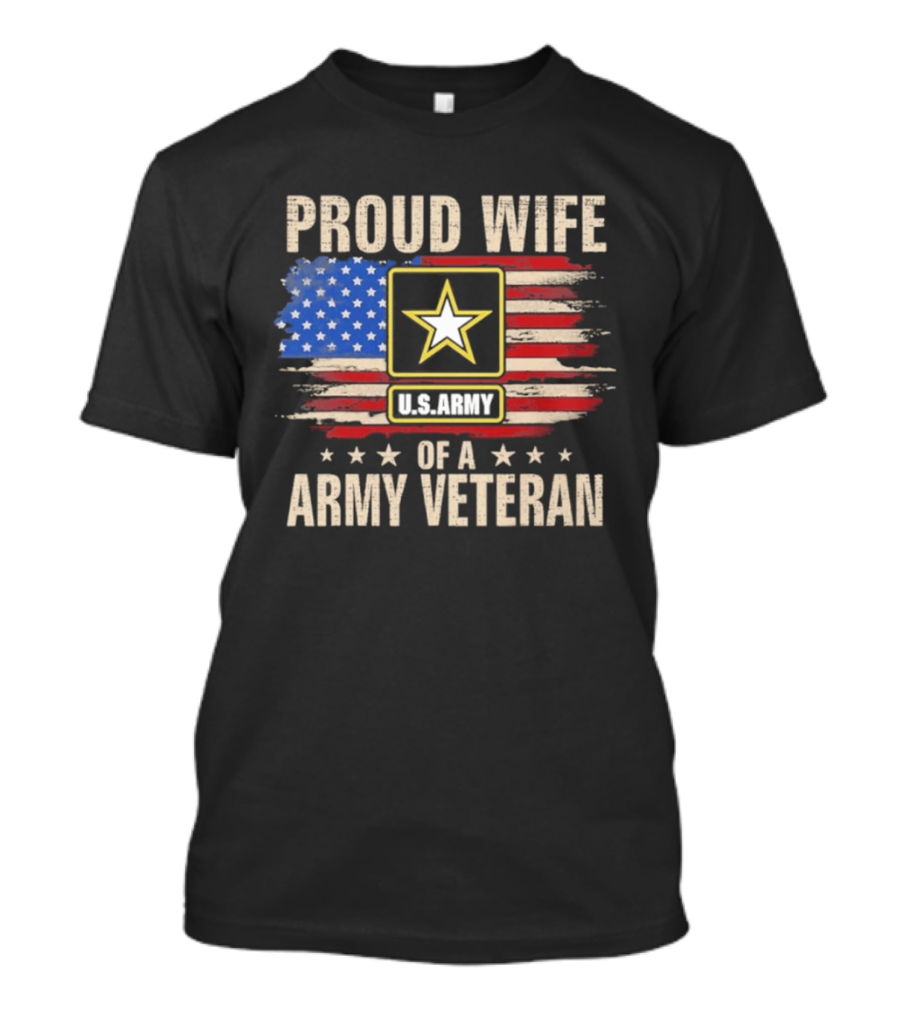 Proud Wife Of A U.S. Army Veteran American Flag Stars T-Shirt