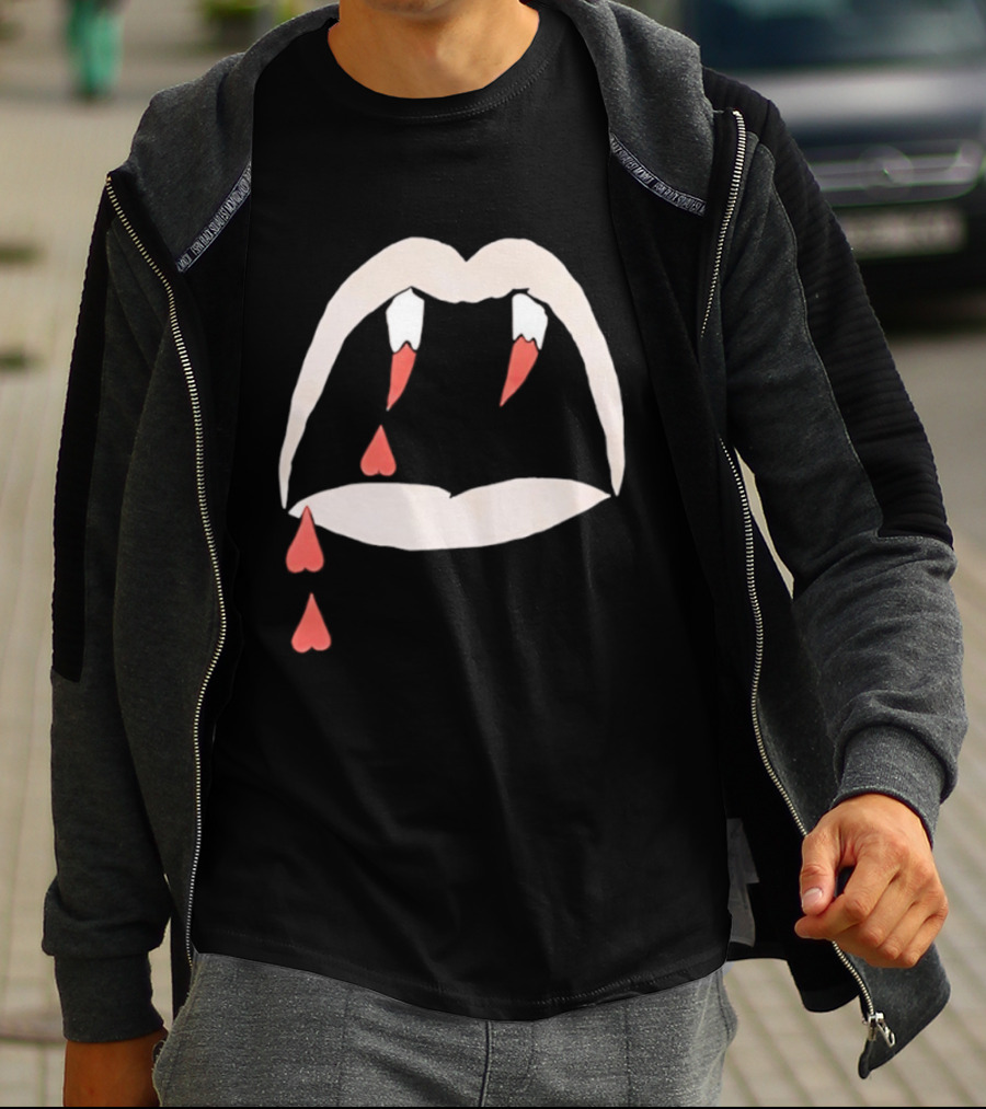 Saint Laurent AW14 Bloodluster Vampire Teeth And Blood Drops T-Shirt