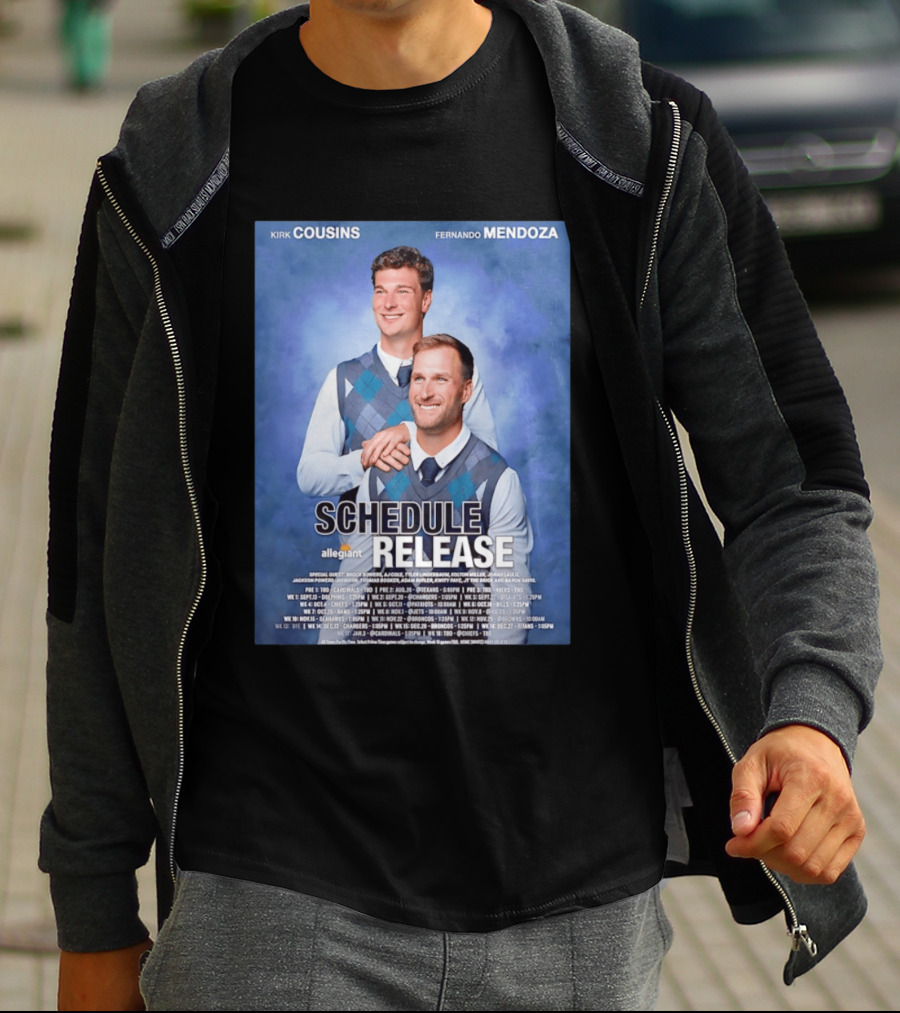 Kirk Cousins Fernando Mendoza Schedule Release Step Brothers 2026 Allegiant Raiders T-Shirt