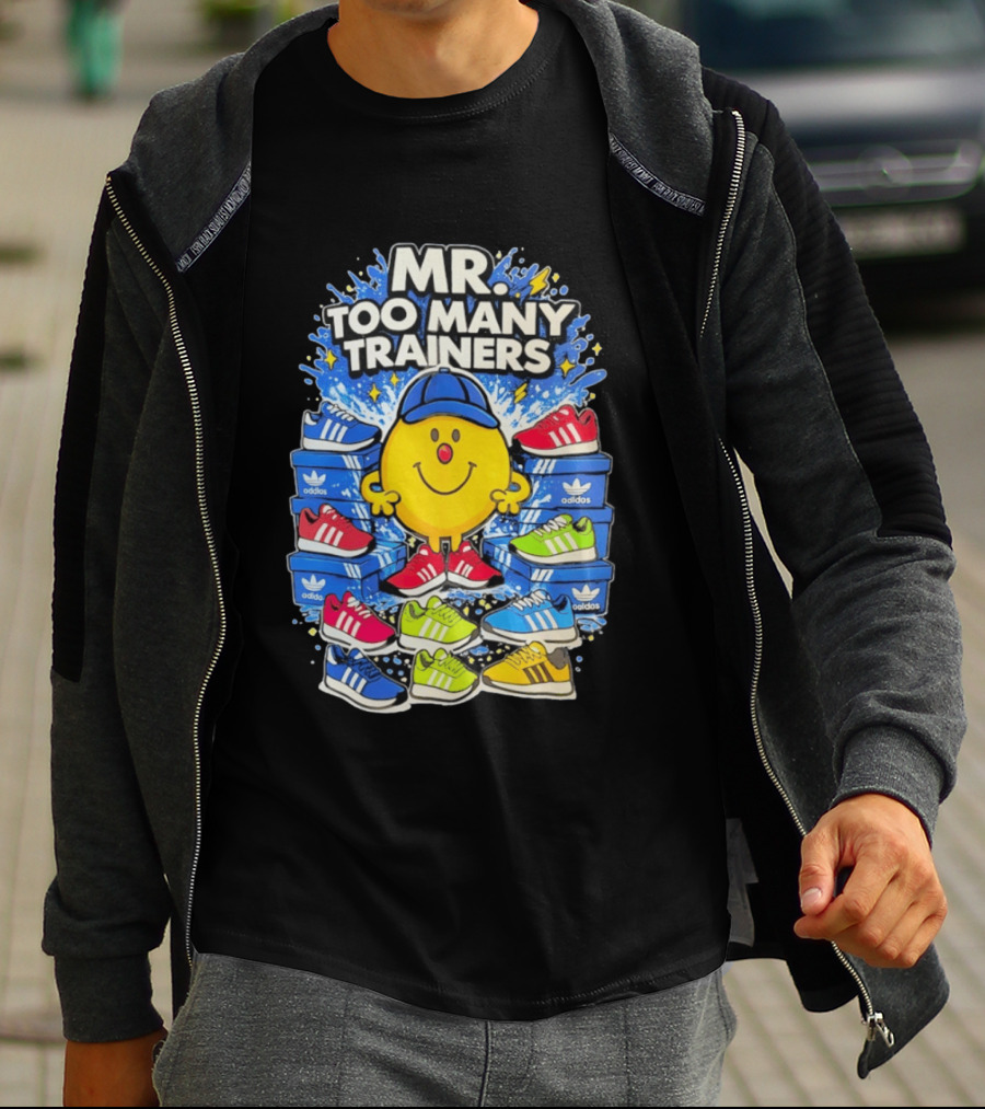 Mr Too Many Trainers Adidas Shoe Boxes Fun Sports T-Shirt