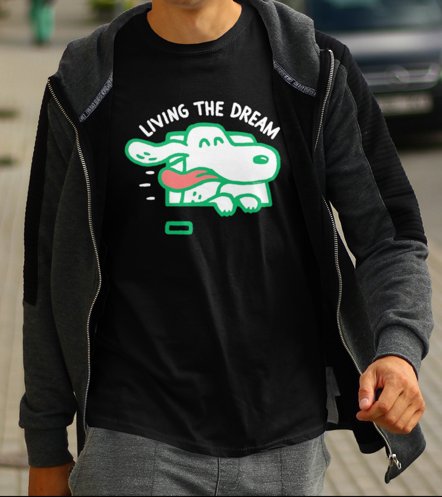 Living The Dream Dog Joyfully Enjoying Car Ride With Head Out The Window T-Shirt