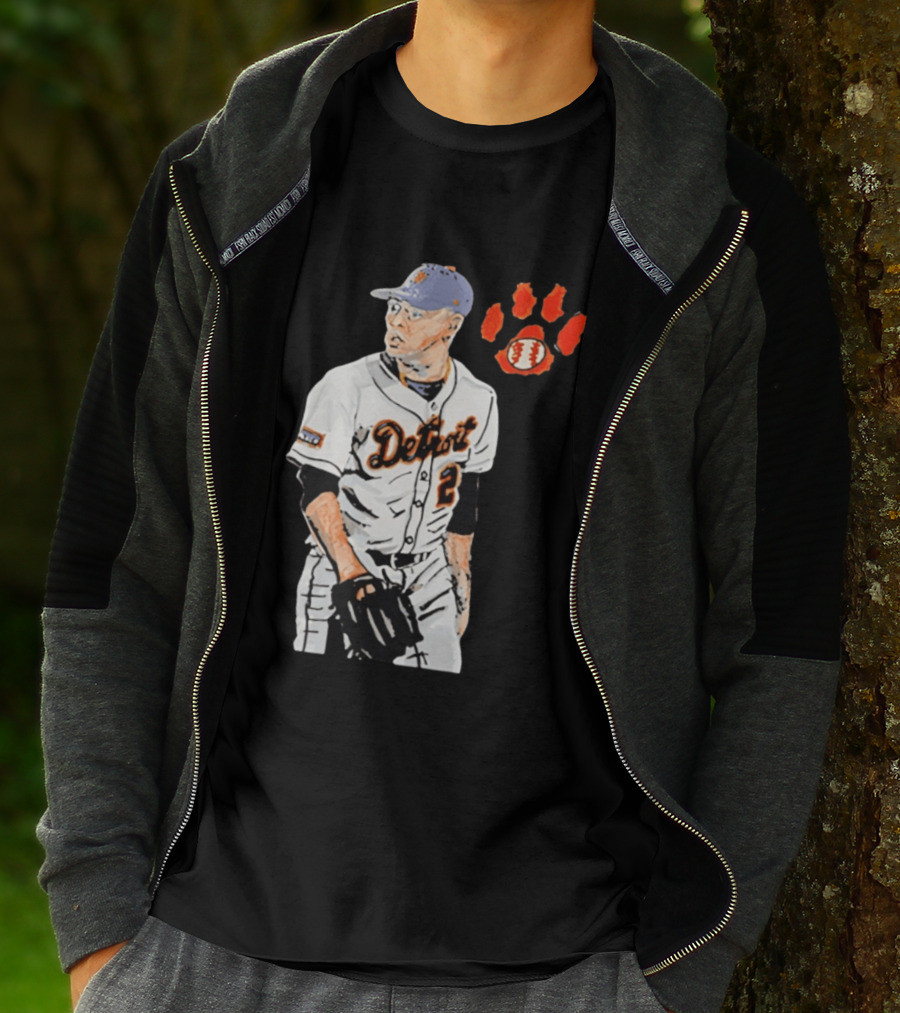 Detroit Tigers Tarik Skubal Baseball Cartoon Character With Paw Print And Baseball T-Shirt