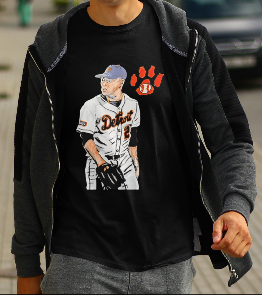 Detroit Tigers Tarik Skubal Baseball Cartoon Character With Paw Print And Baseball T-Shirt