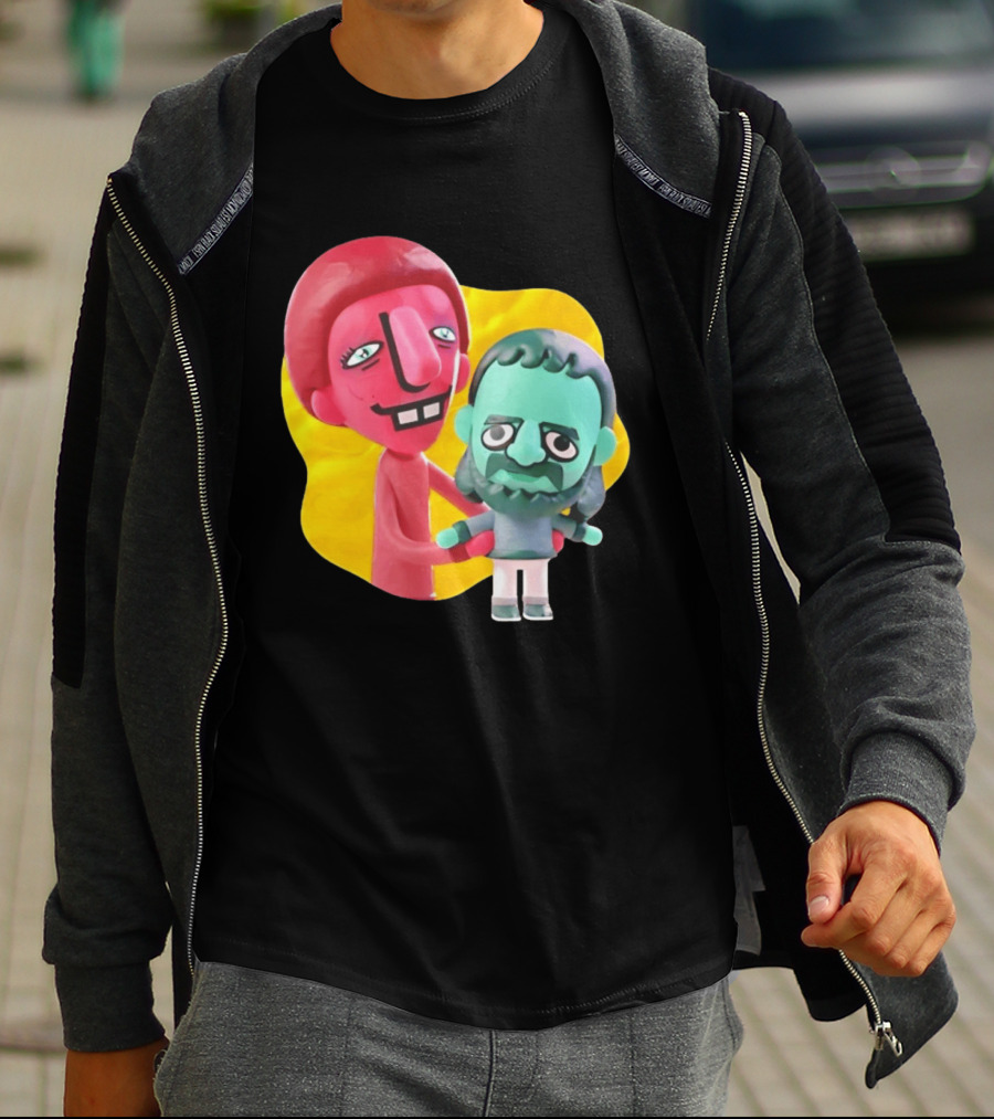The Best Buds Colorful Character Figures Hugging Playful T-Shirt