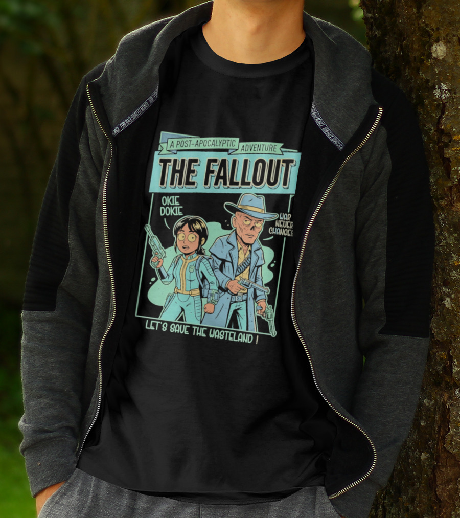 Lucy And Ghoul Post Apocalyptic Adventure Okie Dokie Let's Save The Wasteland Duo Fallout T-Shirt