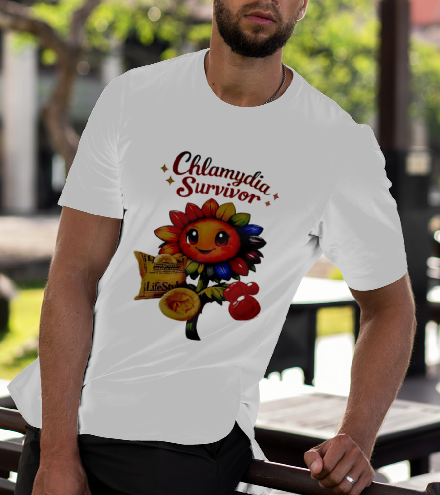 Chlamydia Survivor Rainbow Sunflower LifeStyles Condom Sexual Health Awareness STI STD T-Shirt
