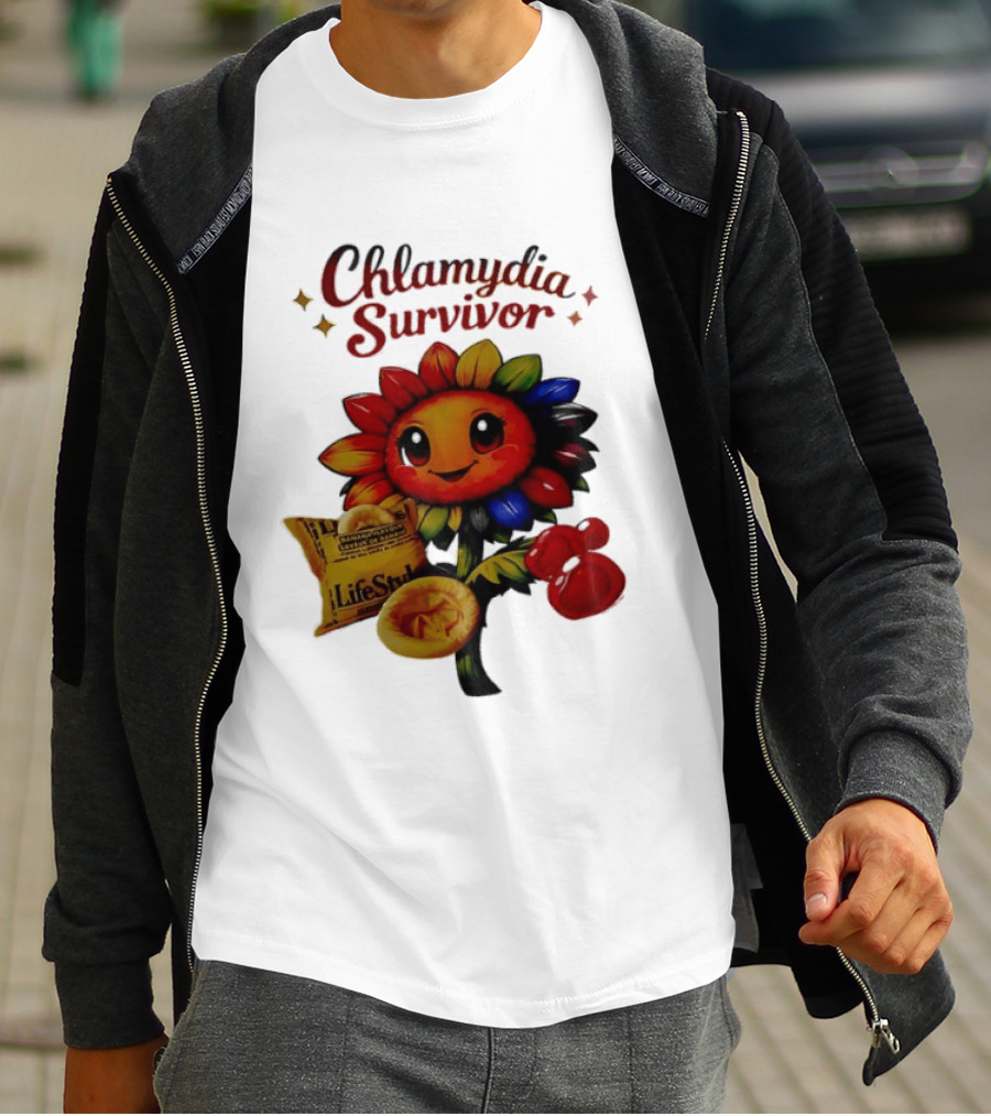 Chlamydia Survivor Rainbow Sunflower LifeStyles Condom Sexual Health Awareness STI STD T-Shirt