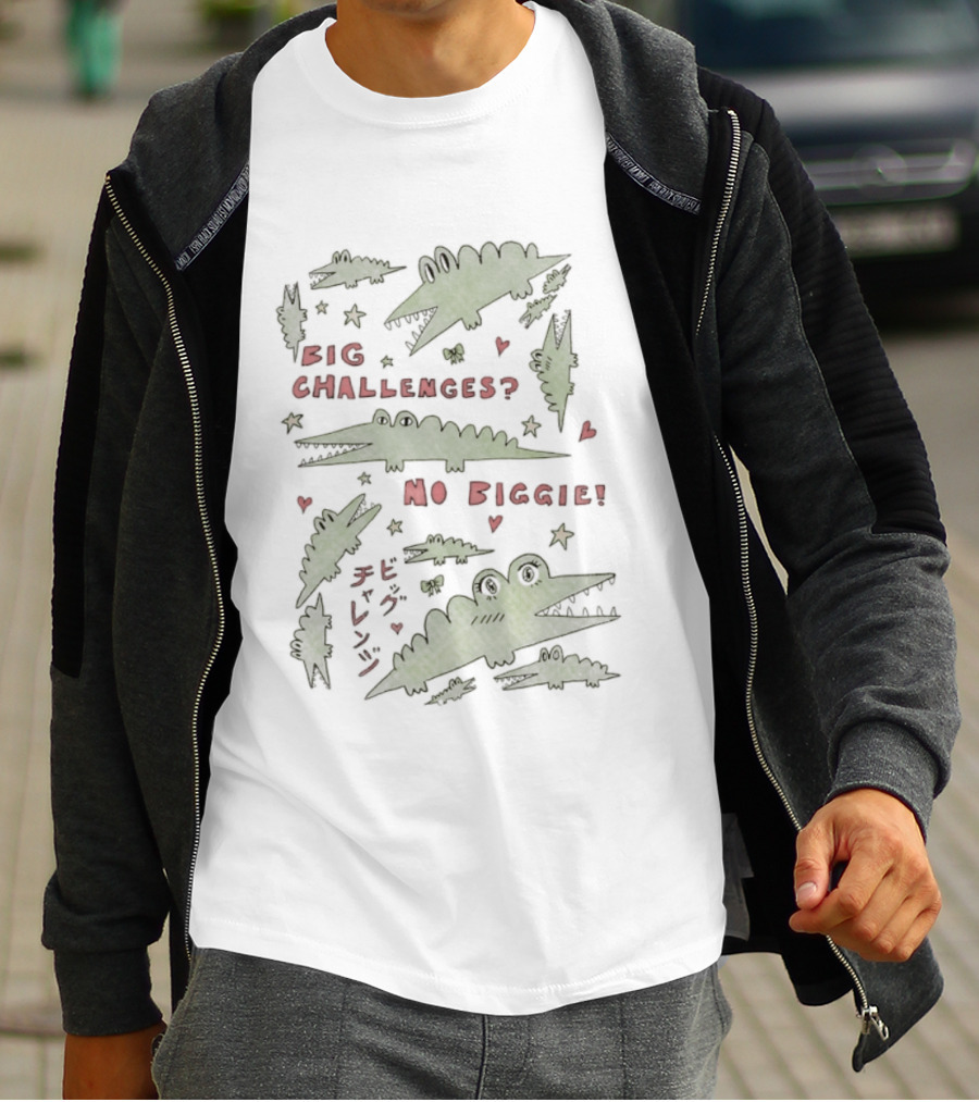 Crocodile Big Challenges No Biggie Fun Green T-Shirt