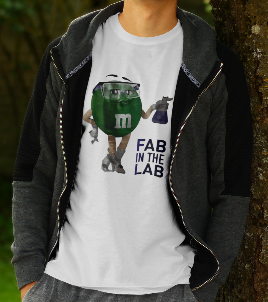 Green M&M Fab In The Lab Safety Goggles Flask T-Shirt