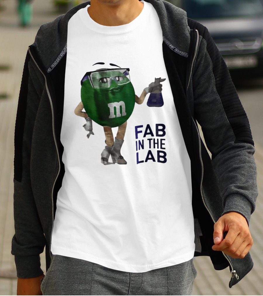 Green M&M Fab In The Lab Safety Goggles Flask T-Shirt