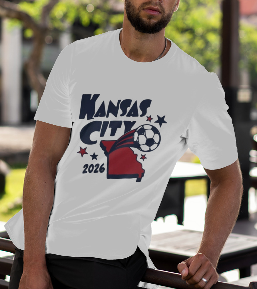 Kansas City 2026 Soccer Missouri State Map Stars Ball T-Shirt