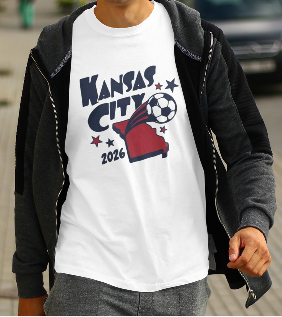 Kansas City 2026 Soccer Missouri State Map Stars Ball T-Shirt