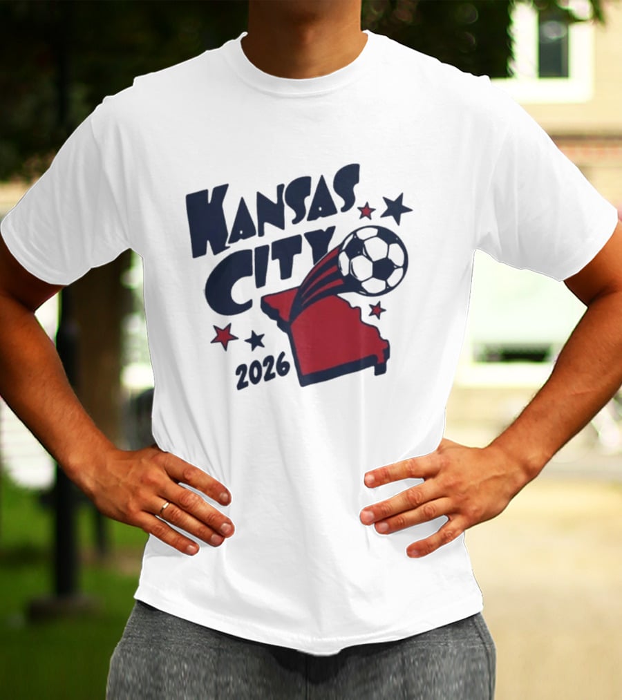 Kansas City 2026 Soccer Missouri State Map Stars Ball T-Shirt