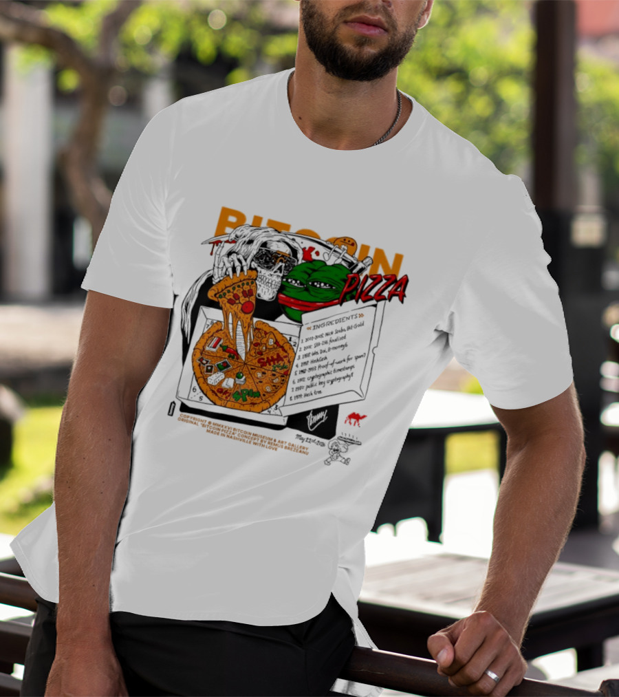 Kermit The Frog Pepe Pizza Ingredients Bitcoin Meme T-Shirt