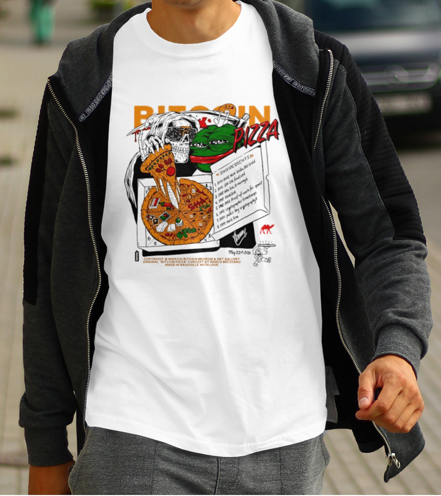 Kermit The Frog Pepe Pizza Ingredients Bitcoin Meme T-Shirt