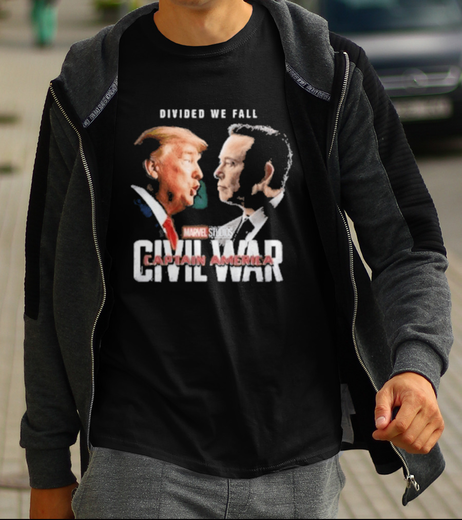 Marvel Studios Civil War Divided We Fall Captain America Trump Vs Elon T-Shirt
