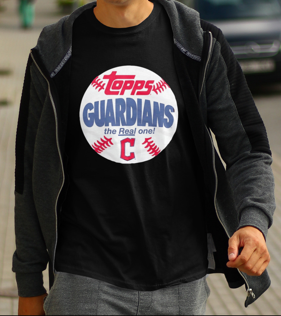 Cleveland Guardians Topps The Real One Baseball Shape T-Shirt