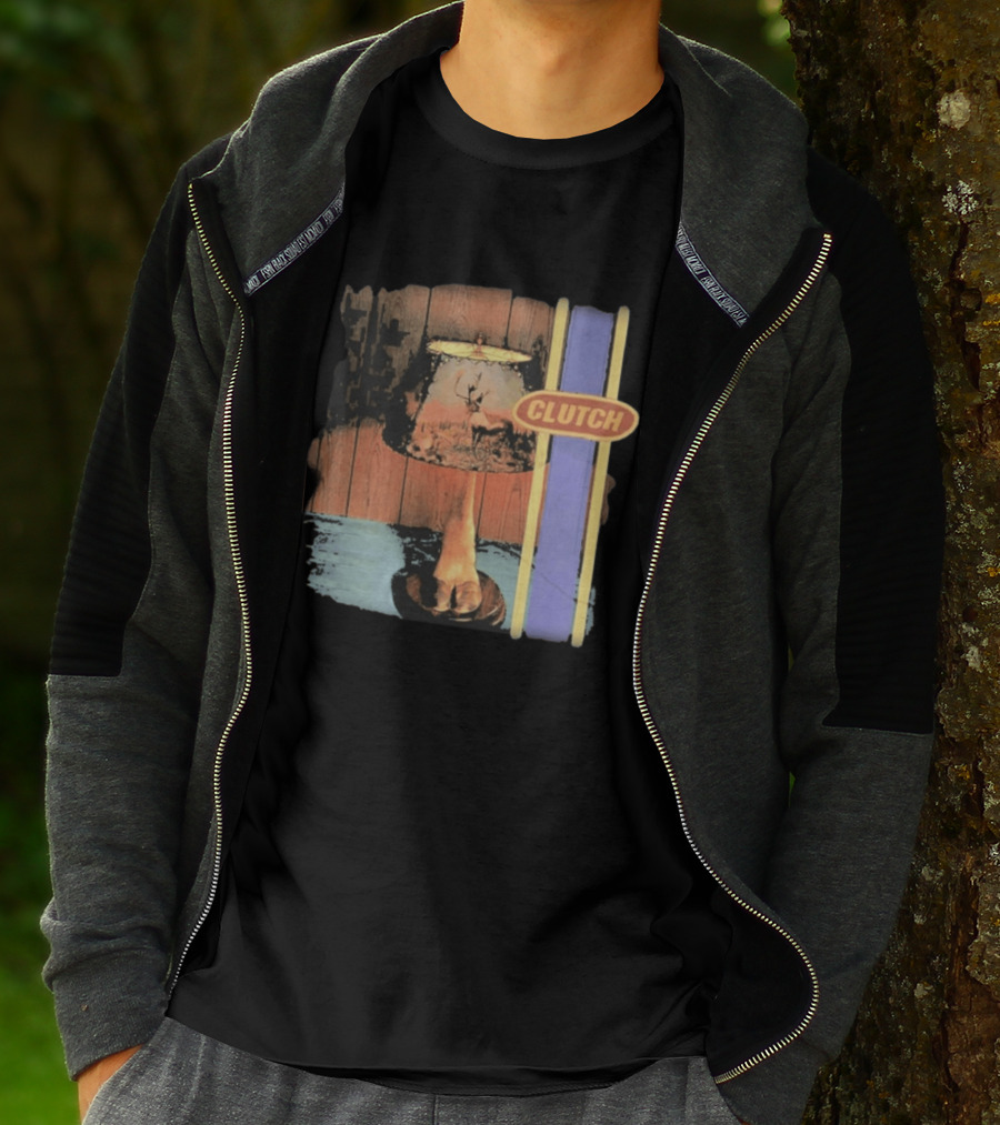 Clutch Transnational Speedway League Lamp Imagery With Deer And Wood Paneling T-Shirt
